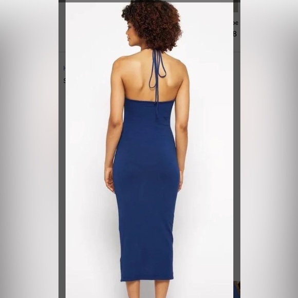 NWT SUNDRY ruched halter dress in blue size 2 - Picture 2 of 9